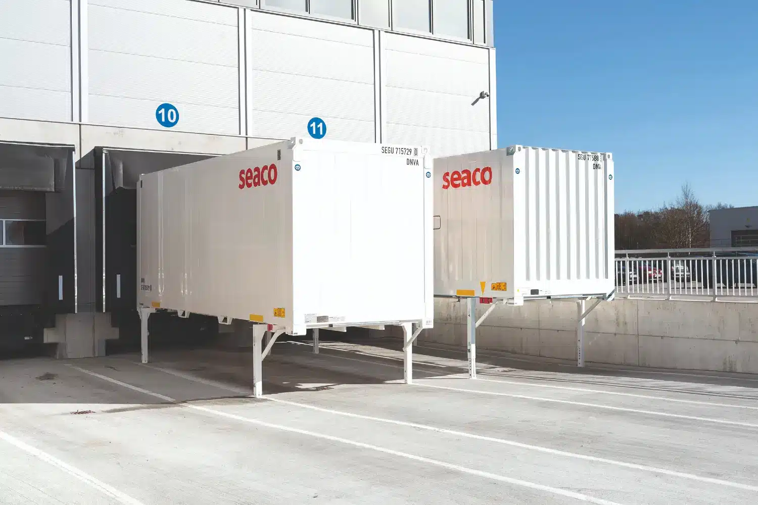 Seaco shipping containers ready for truck collection
